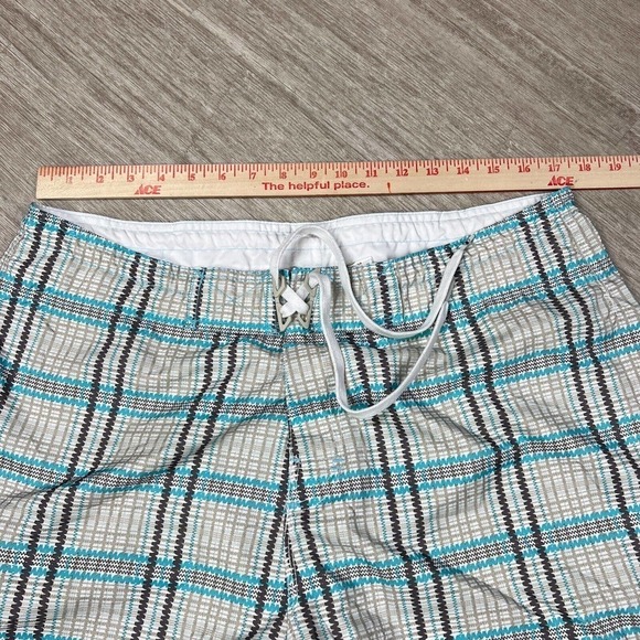 Body Glove Plaid Surf Shorts Swim Trunks Men's 38 Unlined Zip Pockets Relaxed - Picture 8 of 11
